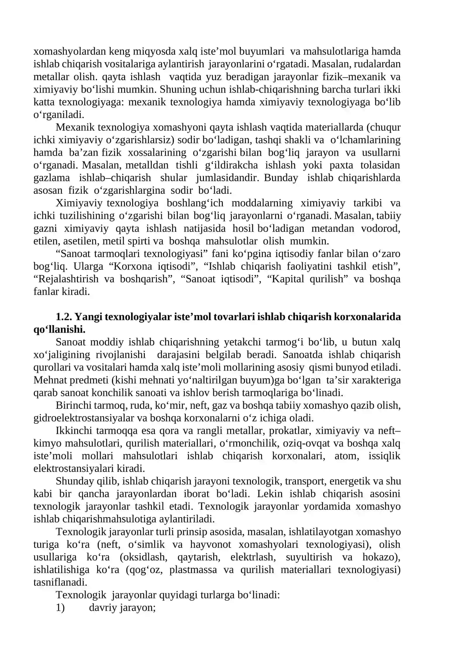 Real sektor korxonalarida ishlab chiqarish texnologiyalar fanining predmeti, ahamiyati va vazifalari 4