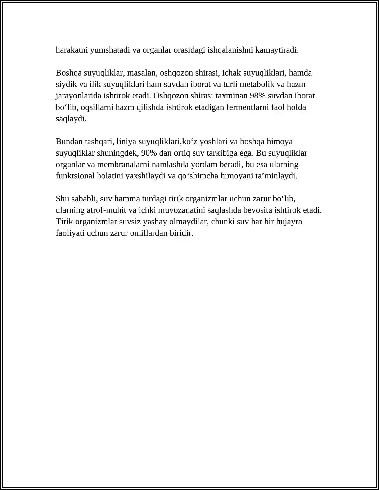 ORGANIZMNING BIOLOGIK SUYUQLIKLARI ELEKTROLIT VA NOELEKTROLITLAR ERITMALARI SIFATIDA 4