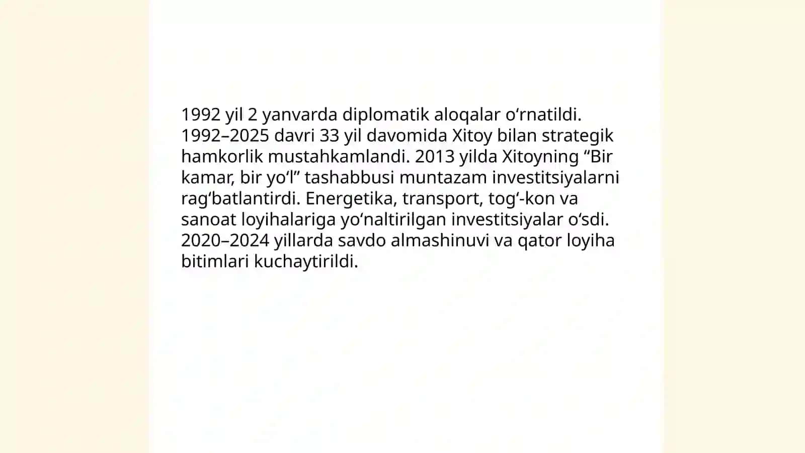 1991-2025-yillarda Jahon davlatlari taraqqiyoti va O’zbekistonning ular bilan munosabatlari 4