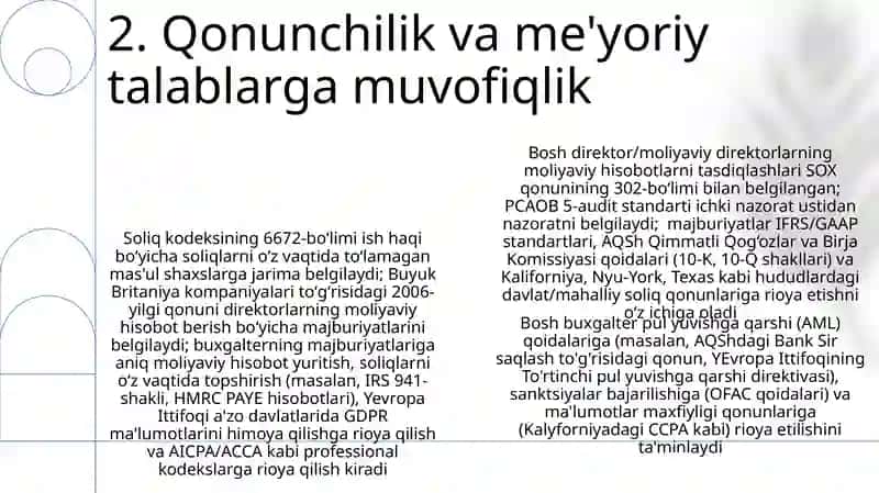 Bugalteriya hisobi hizmati rahbarining majburiyati va huquqlari 4