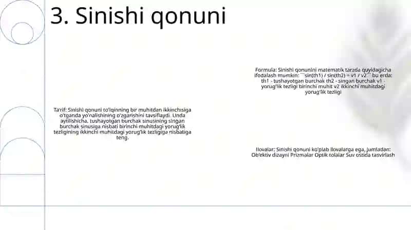 Yoruĝlikning Sinish Va Qaytish Qonuni 4