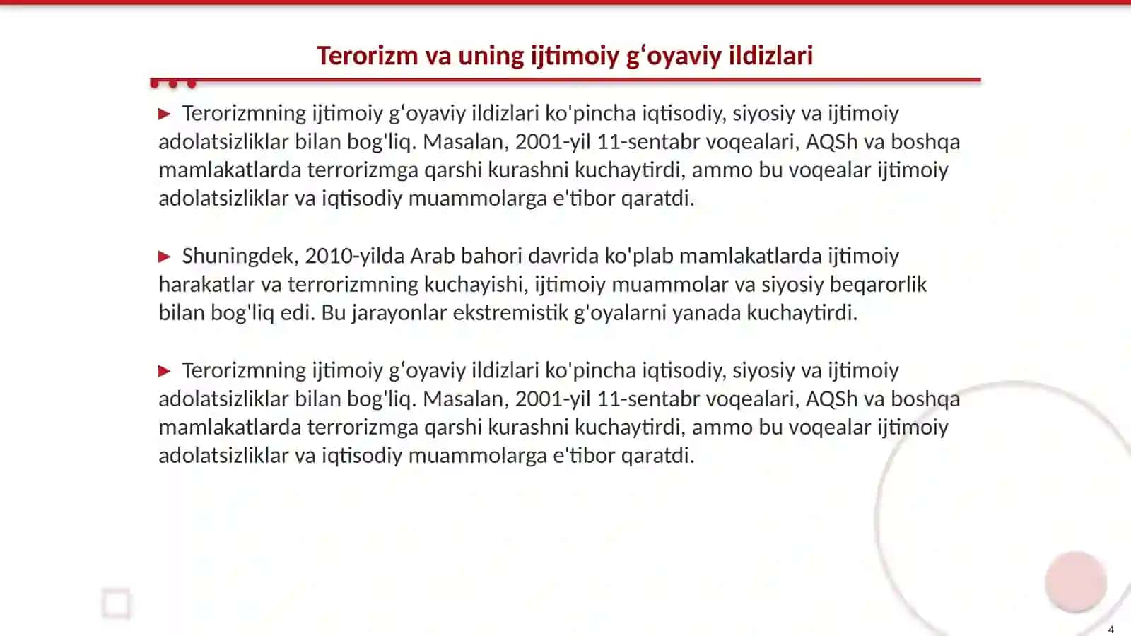 Diniy ekstrimizim va terorizim vujudga kelishining tarixiy shart sharoit va ijtimoyi gʻoyaviy ildizlari 4