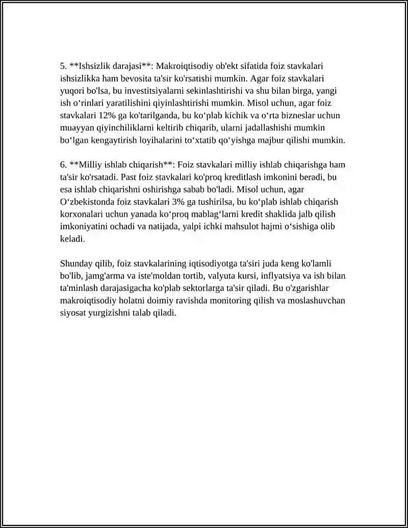 FOIZ STAVKALARINING MOLIYA BOZORLARIDAGI AHAMIYATI 4