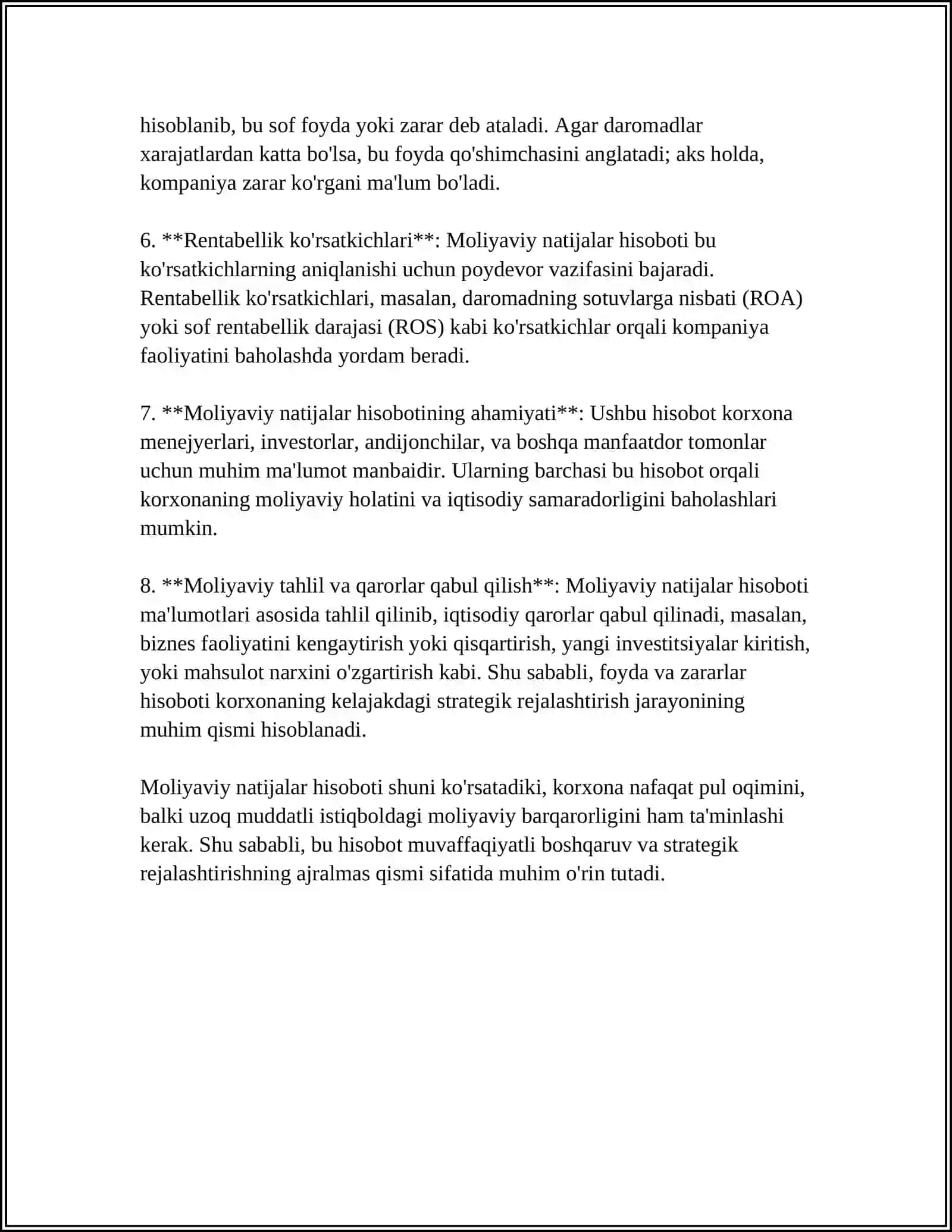 Moliyaviy Natijalar Hisoboti 4