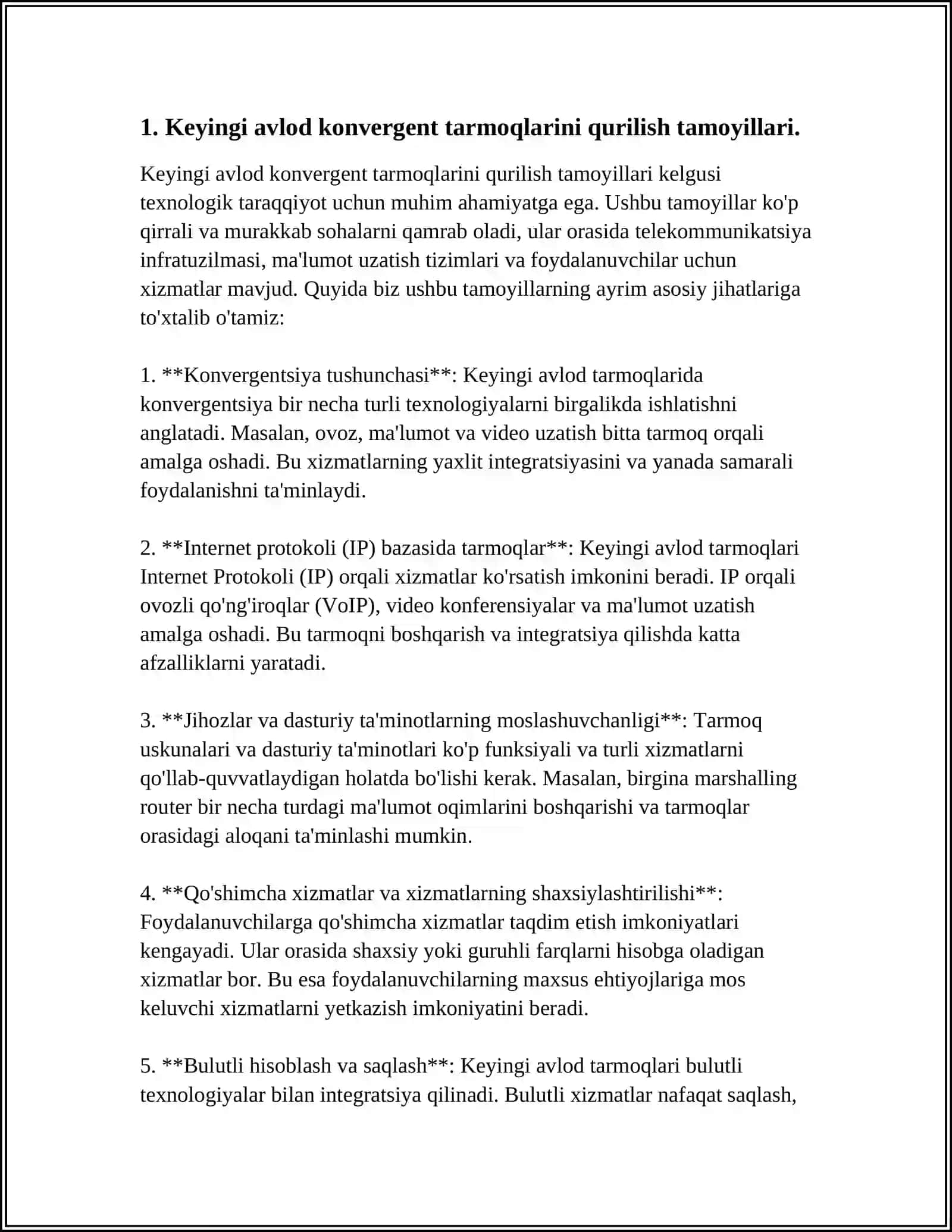KEYINGI AVLODNING KONVERGENT TARMOQLARINI QURILISH TAMOYILLARI 4