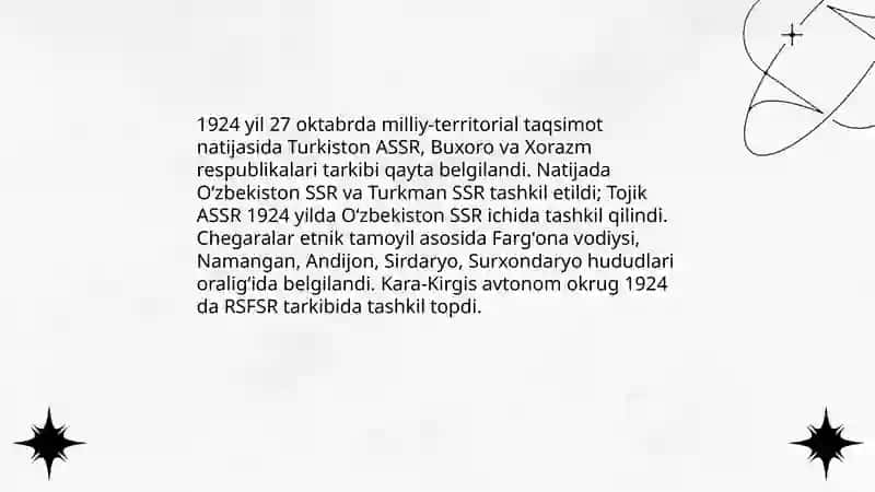 Ōzbekiston SSSR ning tashkil topishi va boshqaruv tizimi 1924 -1990 yillar 4