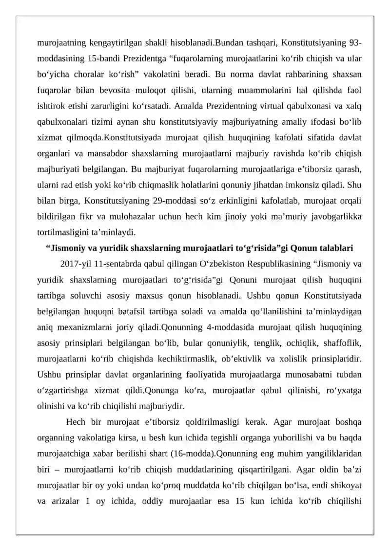 Fuqarolarning murojaat qilish huquqining kafolatlari 4