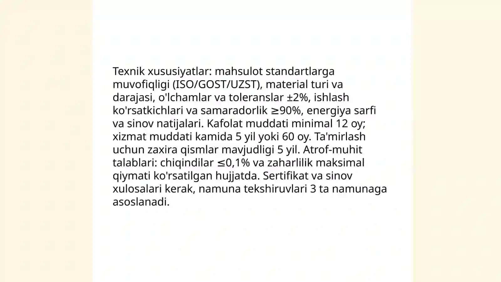 Xarid qilish mezonlari va muddatlari 4