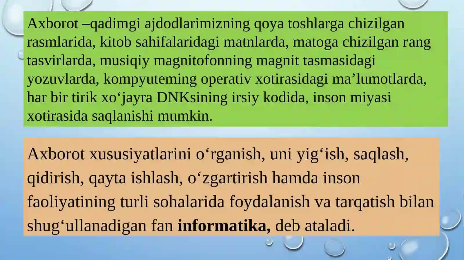 Axborot turlari. Sanoq sistemalari. Texnika xavfsizligi 4