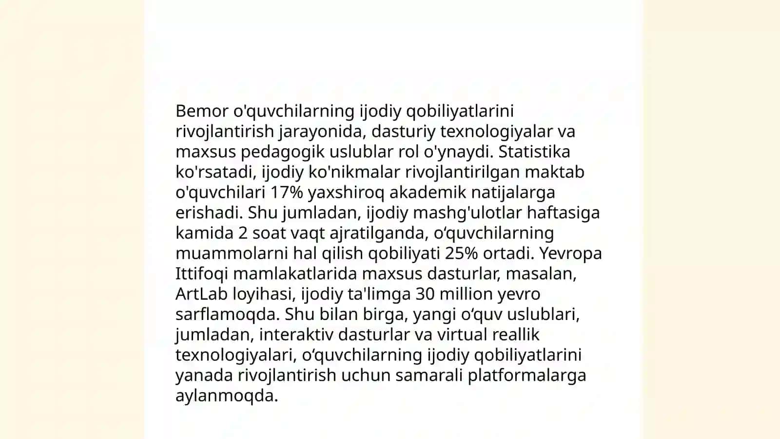 Gospital ta'limda dars tashkil etish orqali bemor o'quvchilar ijodiy faoliyatini shakllantirish yoʻllari 4