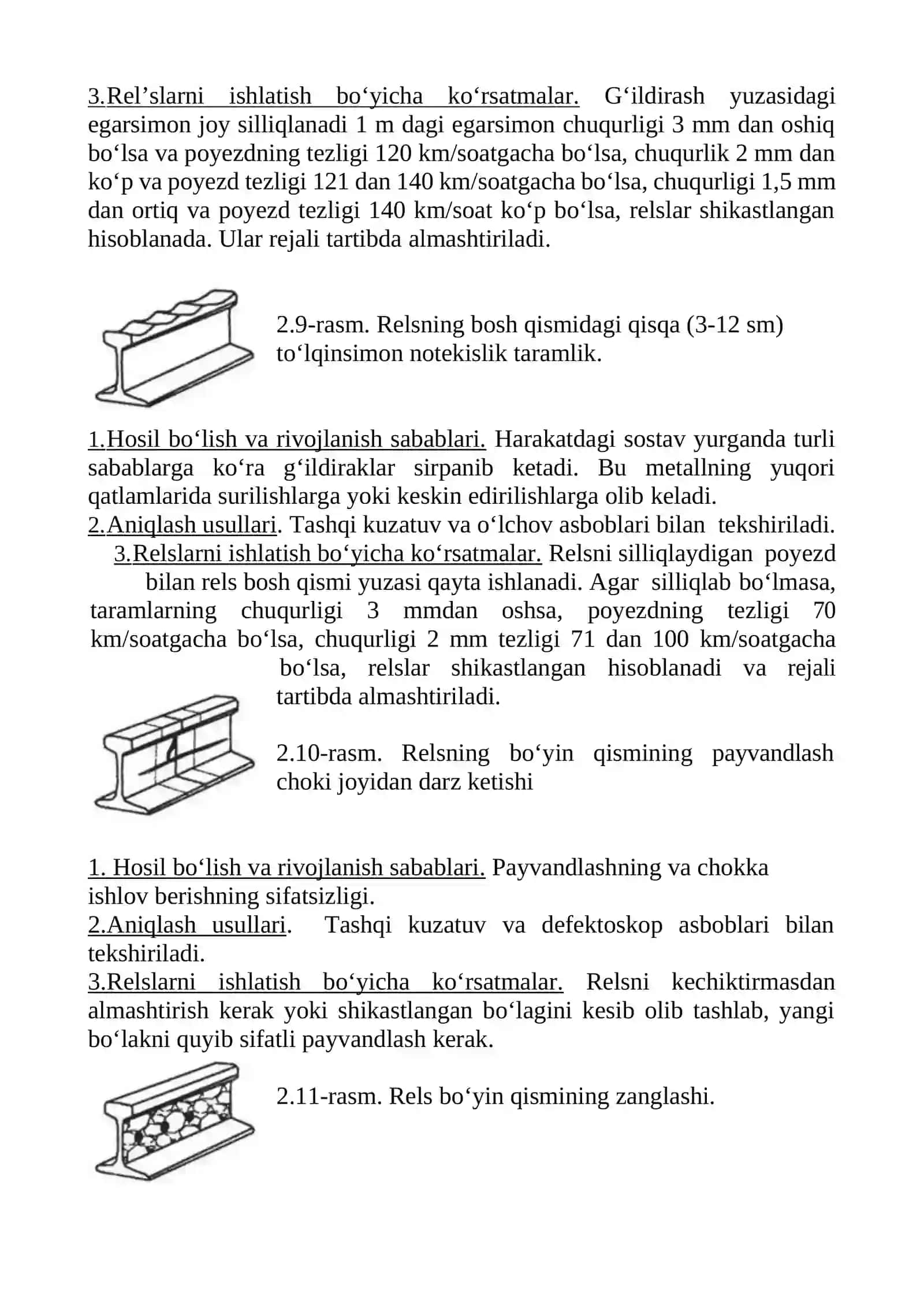 Relslardagi nuqsonliklarni aniqlash va ularni bartaraf etishni o‘rganish 4