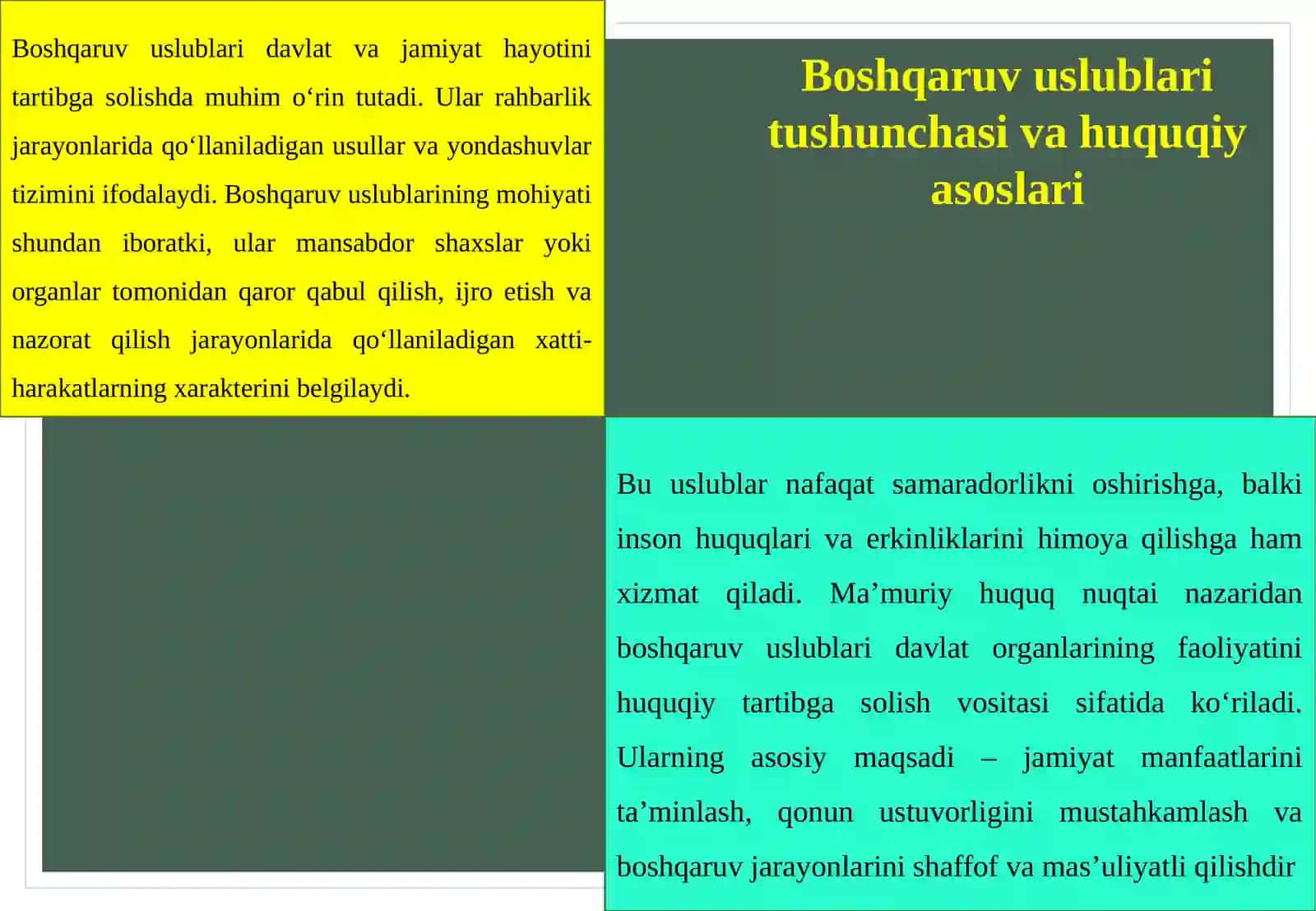 Davlat boshqaruvi organlari faoliyatida boshqaruv uslublari 4
