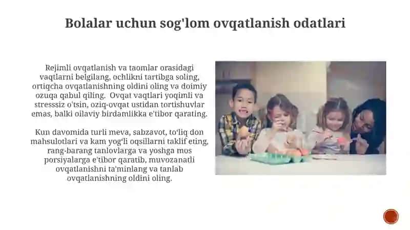 Bolalar uchun ovqatlantirish tavsifi 4