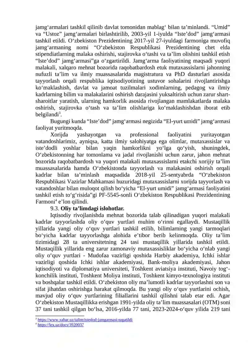 O‘zbekiston Respublikasida ta’lim sohasida amalga oshirilgan islohotlar 4