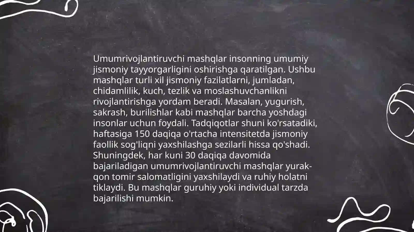 Umumrivojlantiruvchi mashqlarni amaliy bajarish 4