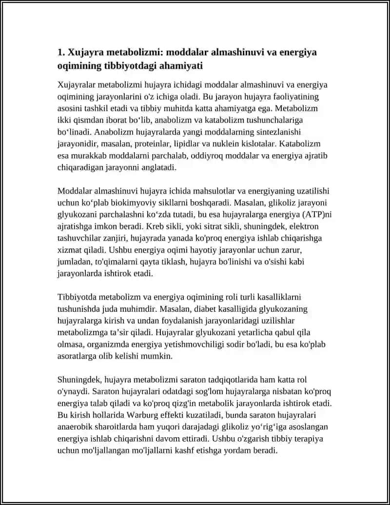 XUJAYRADA MODDALAR,ENERGIYA VA MA’LUMOTLAR OQIMI.XUJAYRA PROLIFERATSIYASI MUAMMOLARINING TIBBIYOTDAGI ROLI 4