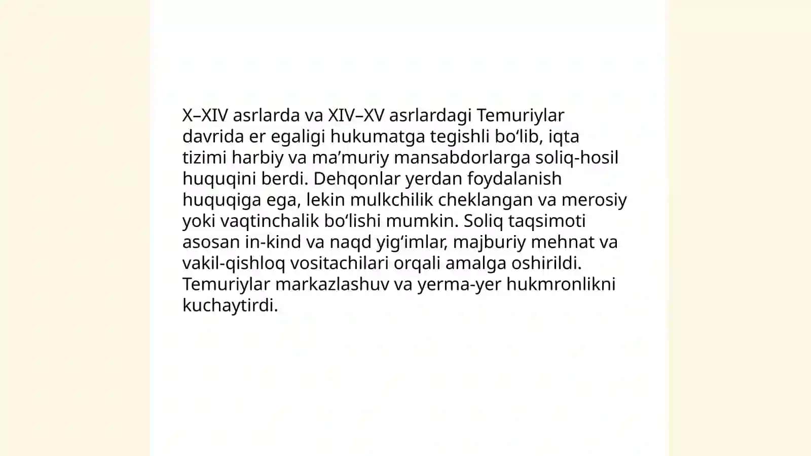Temuriylar davri dehqonchilik va sug'orish tizimlari 4