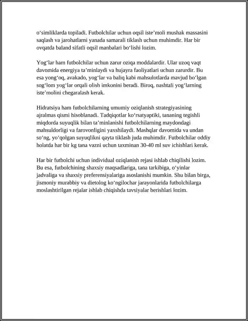 FUTBOLCHILARNING OVQATLANISHI VA SPORT DIETASI 4