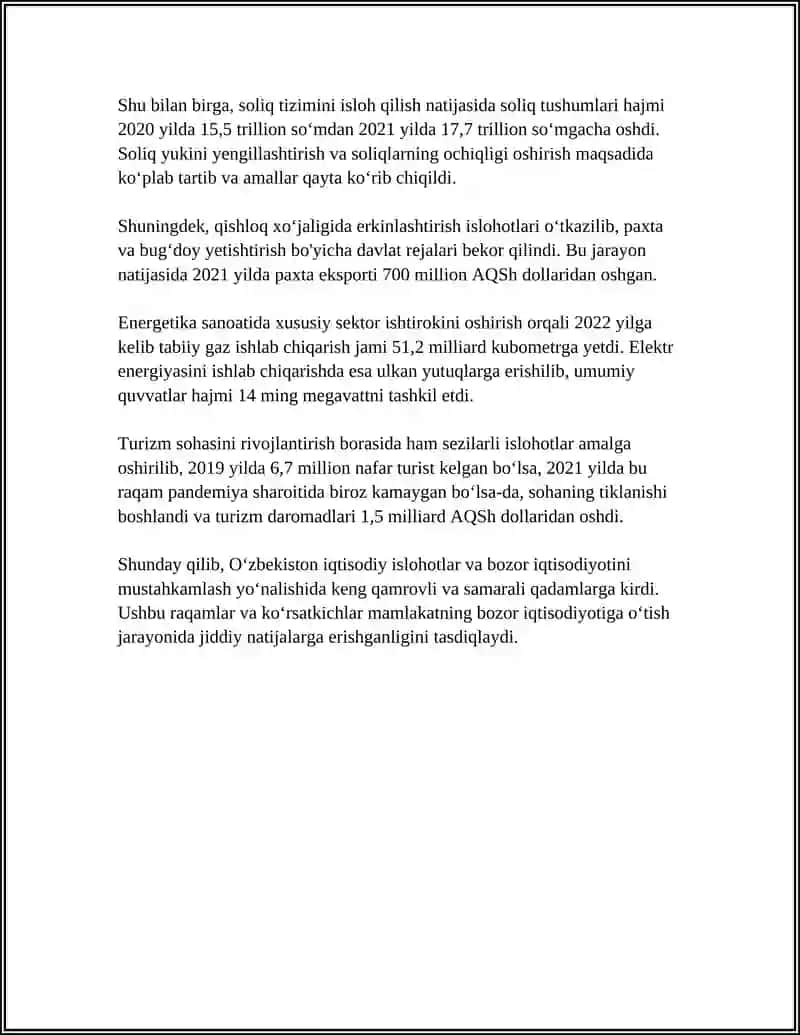 YANGI O‘ZBEKISTONDA SHAVKAT MIRZIYOYEV ISLOHOTLARI 4