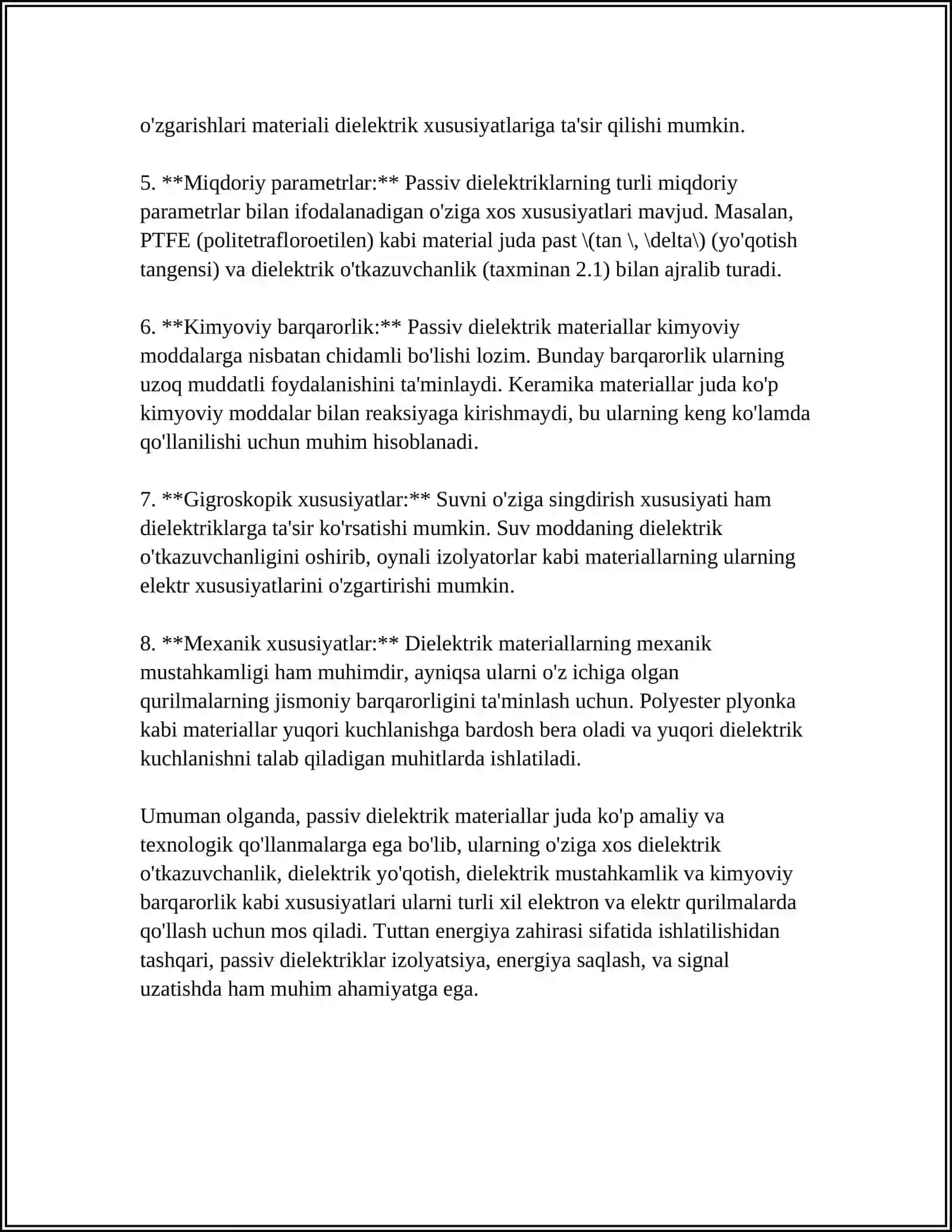 ELEKTR IZOLYATSION MATERIAL SIFATIDA ISHLATILADIGAN PASSIV DIELEKTRIKLAR 4