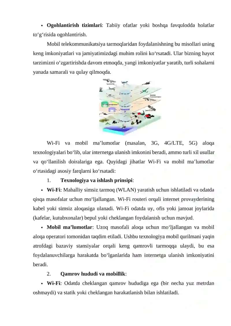 Mobil telekommunikatsiya tarmoqlari 4