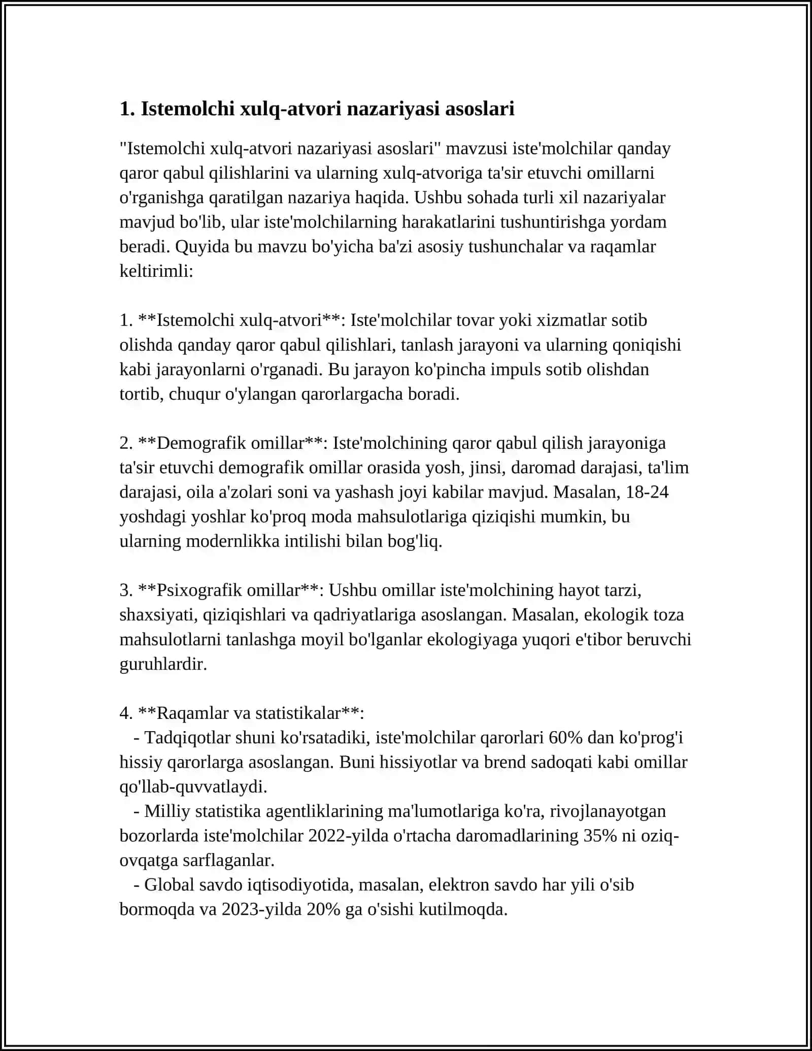 ISTE'MOLCHINING BOZORDAGI XATTI-HARAKATI VA UNING TANLOVI NAZARIYASI 4