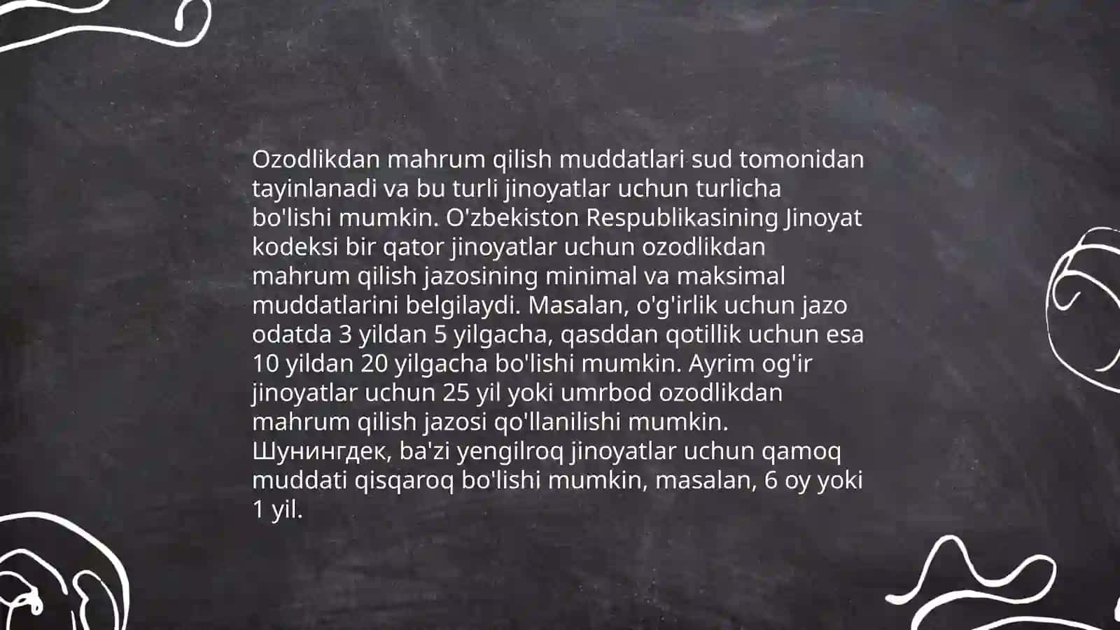 Ozodlikdan mahrum qilish jazosi va uning muddatlari by Abdimuratov Albakir 4