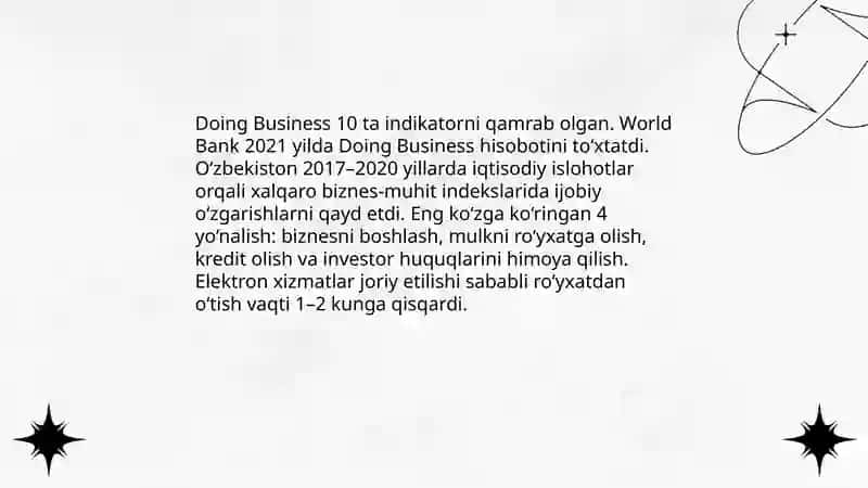 Yangi O'zbekiston ijtimoiy - siyosiy, iqtisodiy va madaniy hayotida ro'y berayotgan o'zgarishlarning xalqaro reyting va indekslarda aks etishi 4