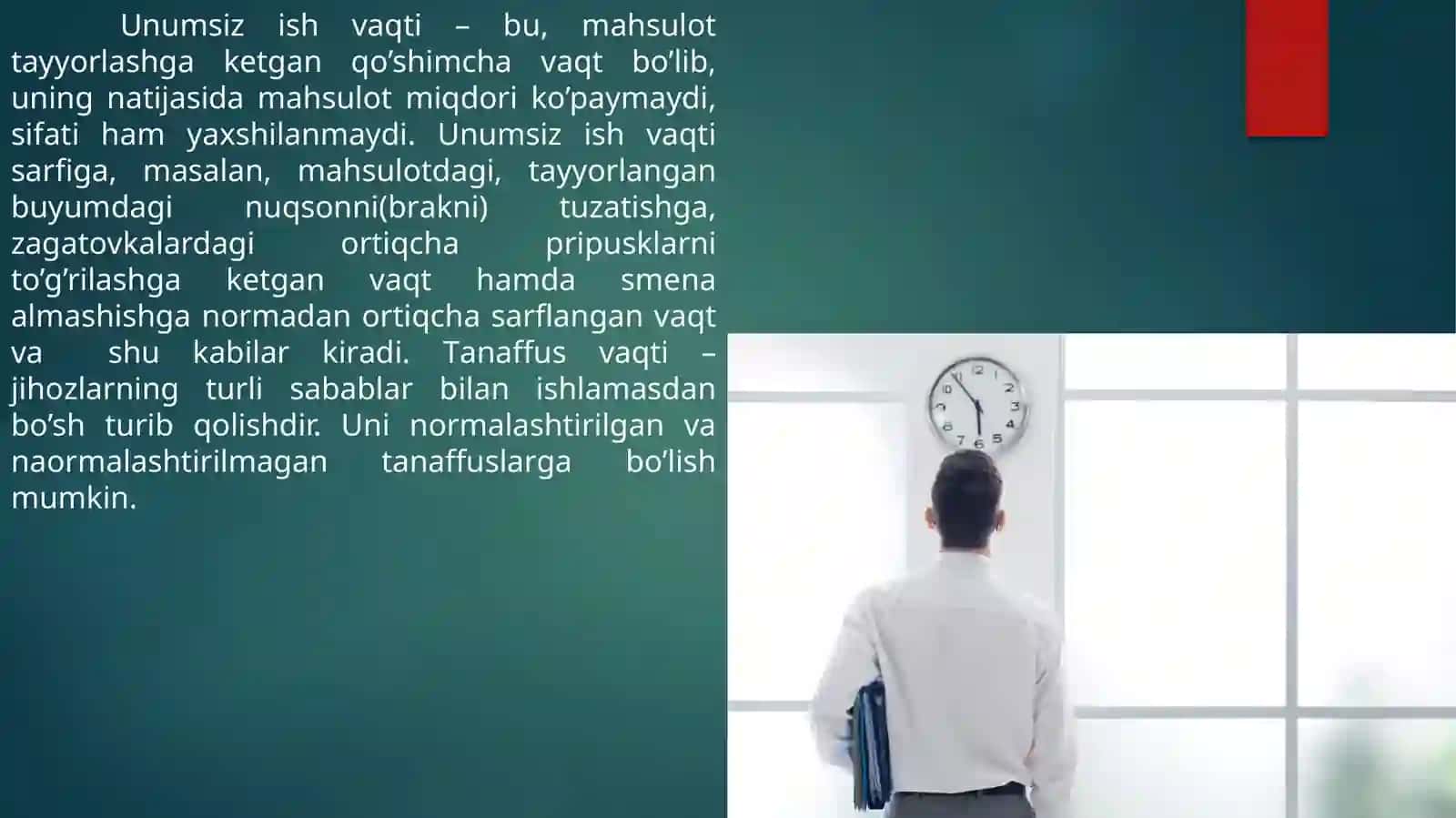 Ish vaqtisarfining turkumlanishi (klassifikatsiyasi) 4