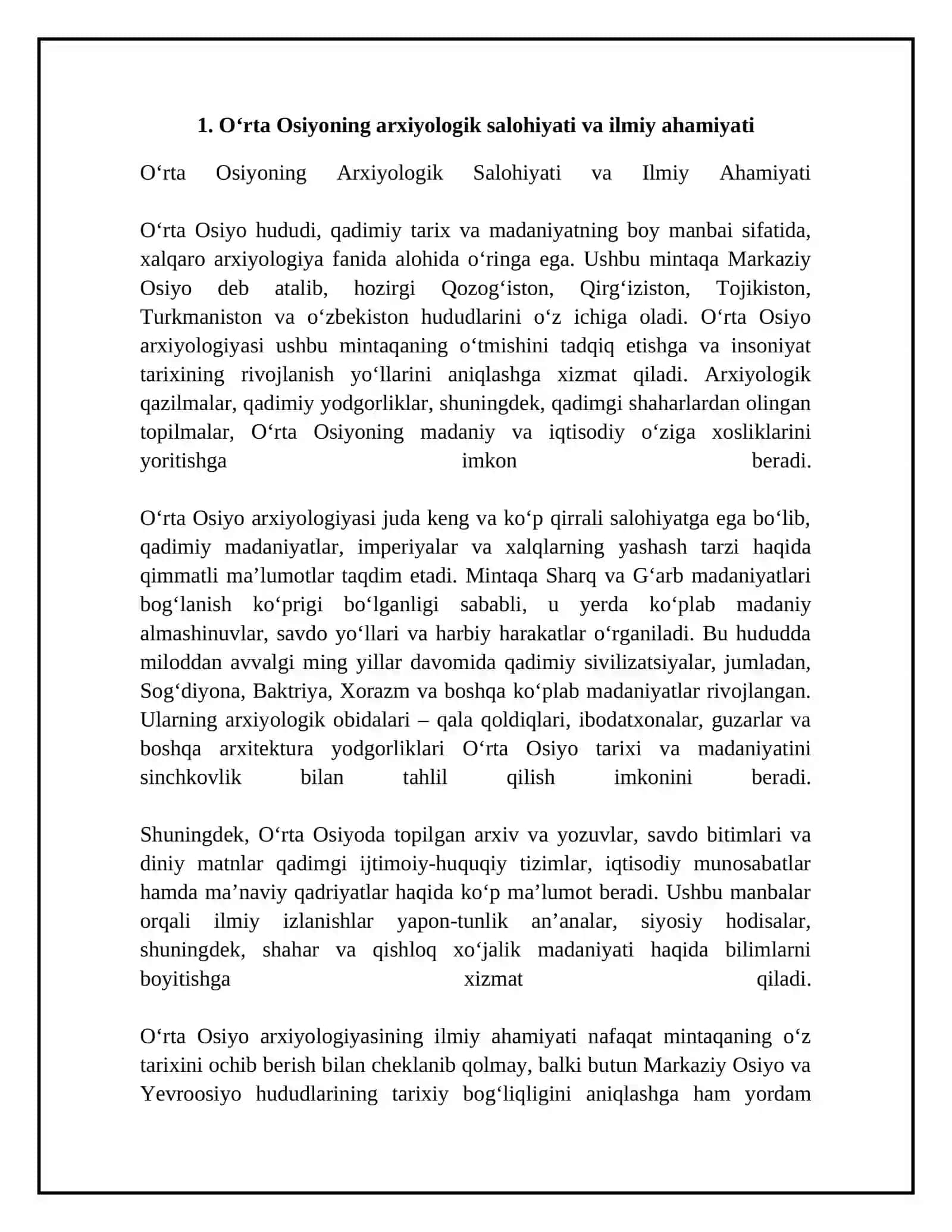 Arxiyologiya fanidan Oʻrta osiyo arxiyologiyasi 4