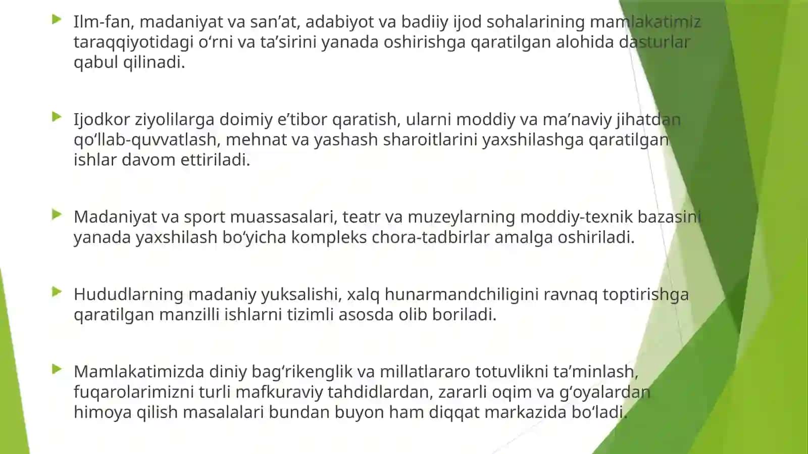Yangi ôzbekiston manfatli jamiyat kansepsiyasini amalga oshirish 4