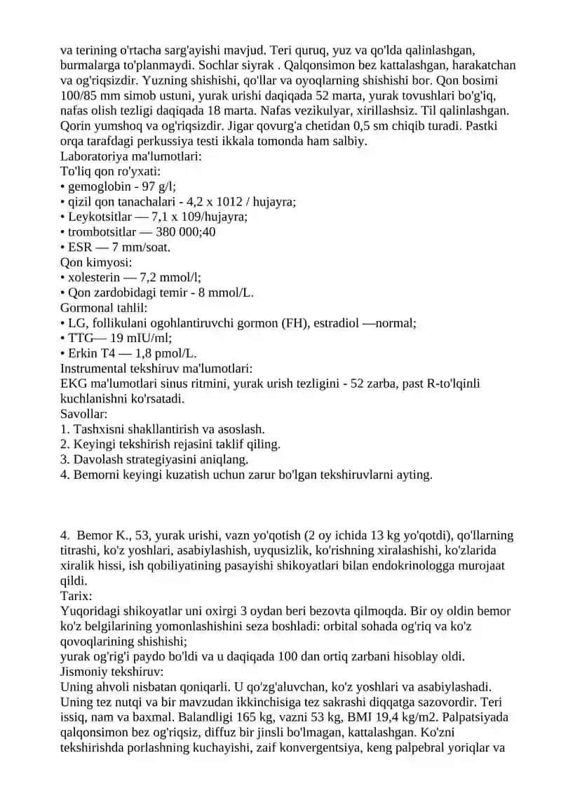 Tibbiyot Endokrinologiya Savollari 4