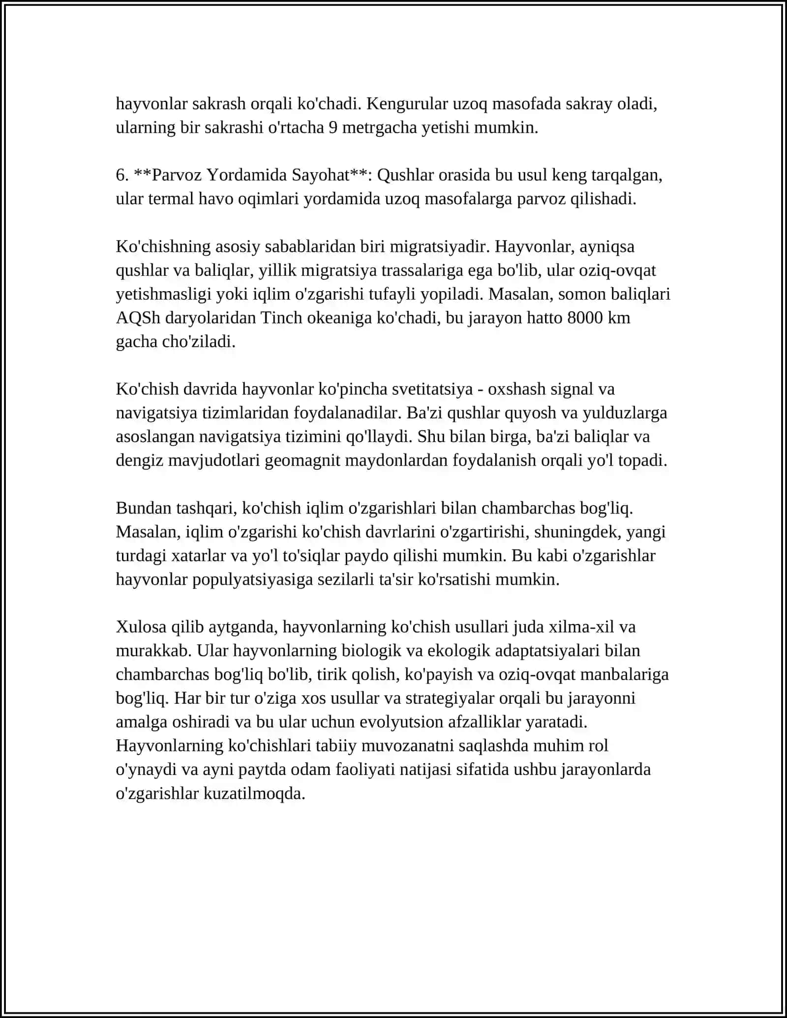 AREAL ICHIDA TURLARNING TARQALISHI. HAYVONLARNING DAVRIY MIGRASIYALARI 4