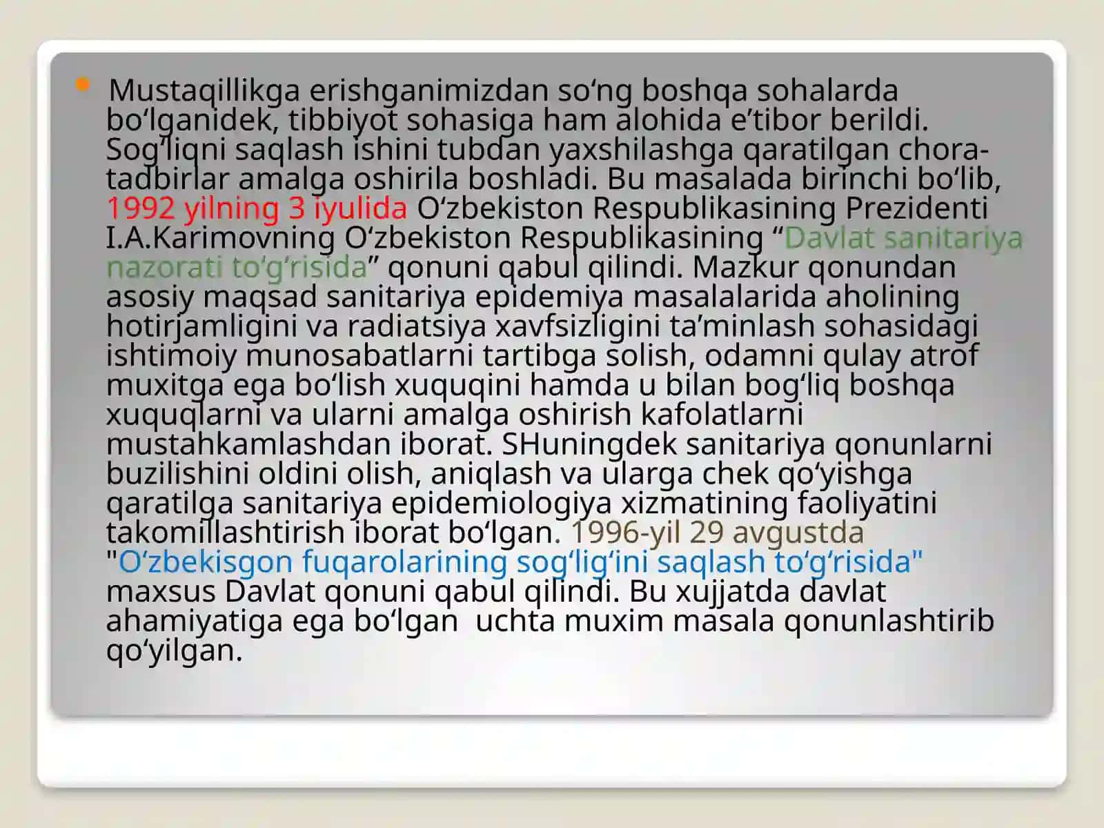 MUSTAQILLIK YILLARIDA SOG`LIQNI SAQLASH SOHASINING RIVOJLANISHI 4
