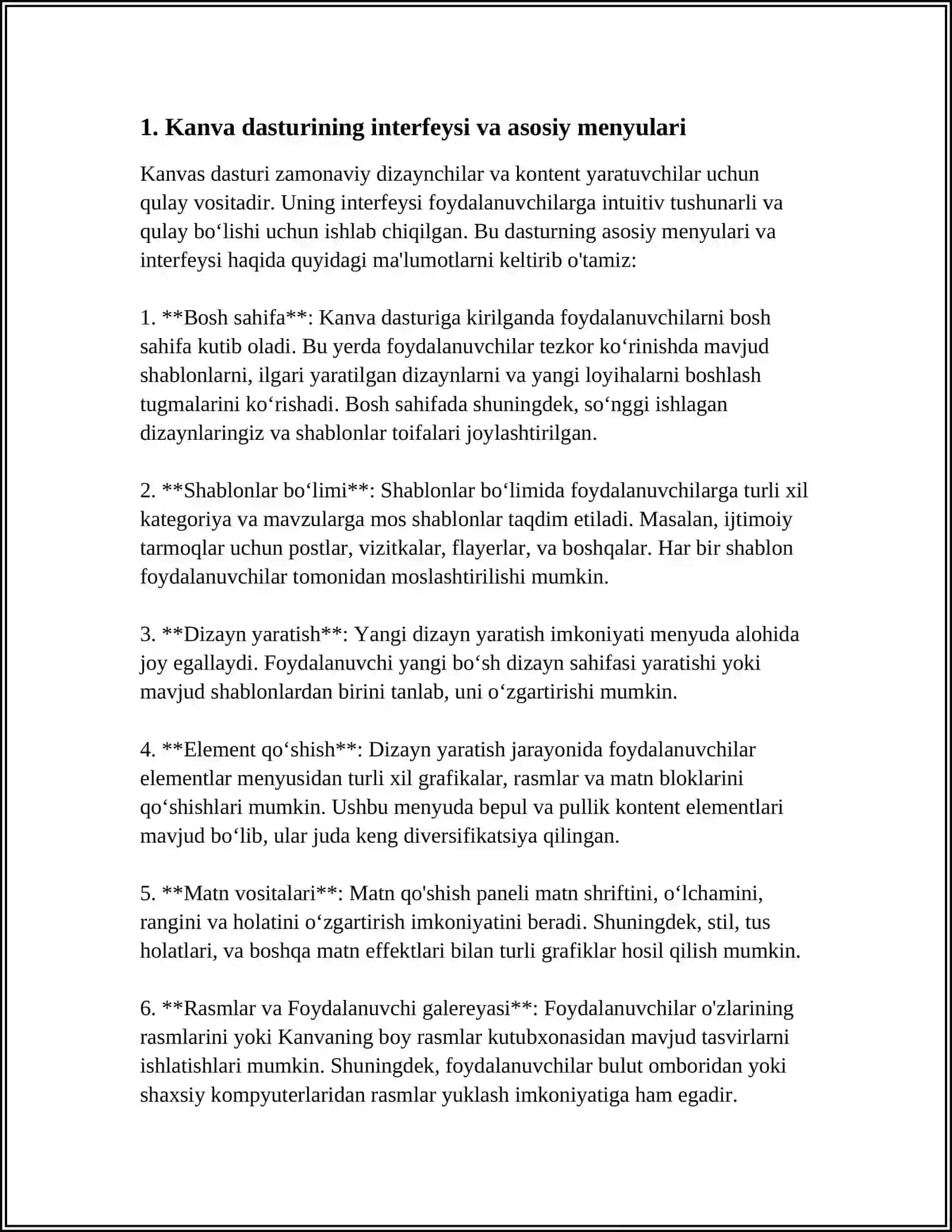 KANVA DASTURI ULARDAN FOYDALANISH ASOSLARI PRIZITATSIYALAR YARATISH RASMLARNI SAQLASH VA YUKLASH 4