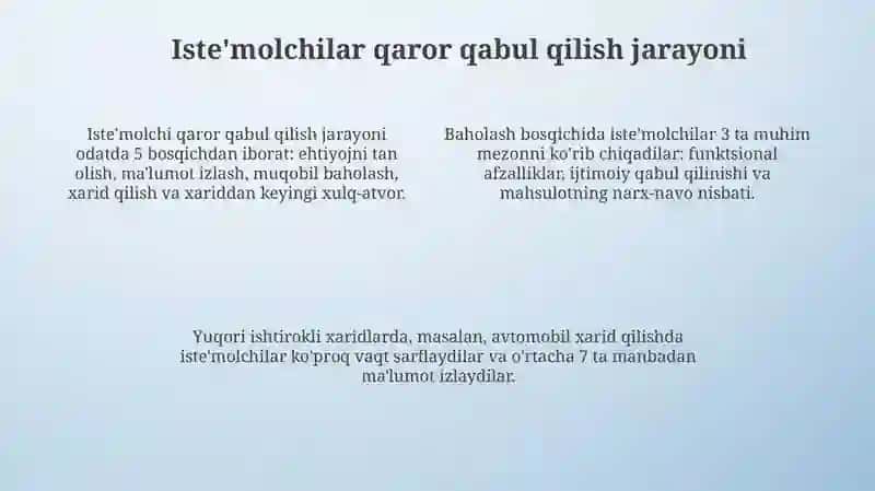 Iste'molchilar xulqi nazariyasining asosiy holati 4