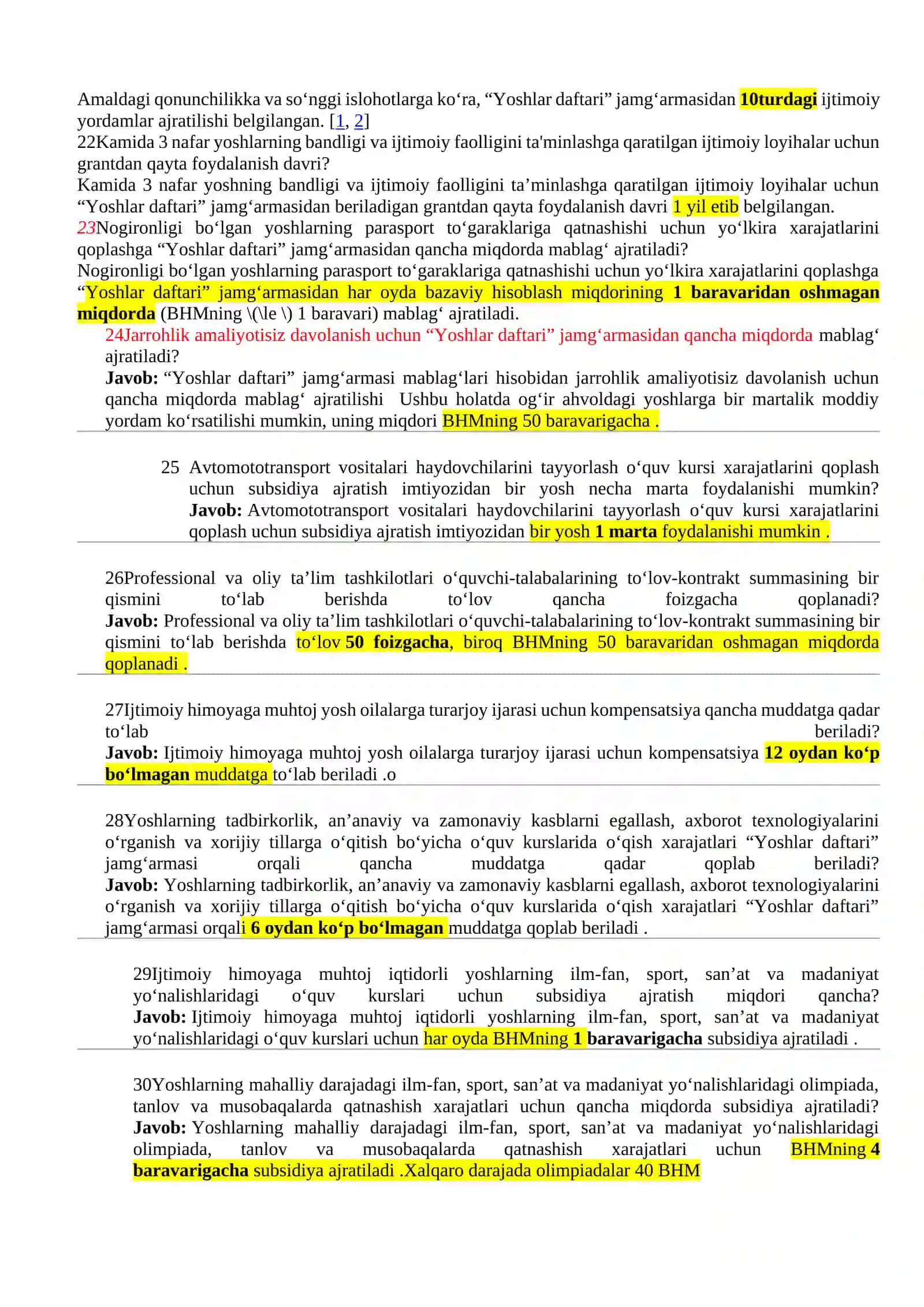 Yoshlar yetakchisi uchun savollarga javoblar 155ta 4