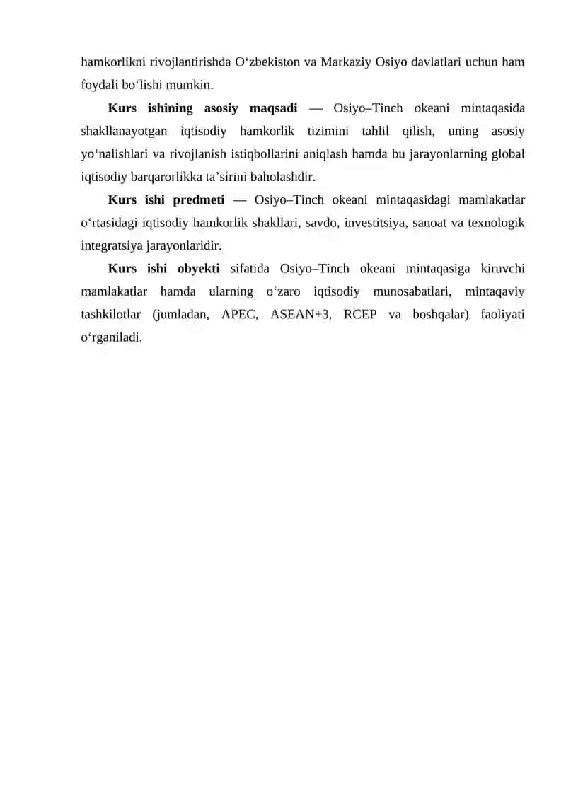 OSIYO -TINCH OKEANI MINTAQASIDAGI IQTISODIY HAMKORLIK VA RIVOJLANISH ISTIQBOLLARI 4