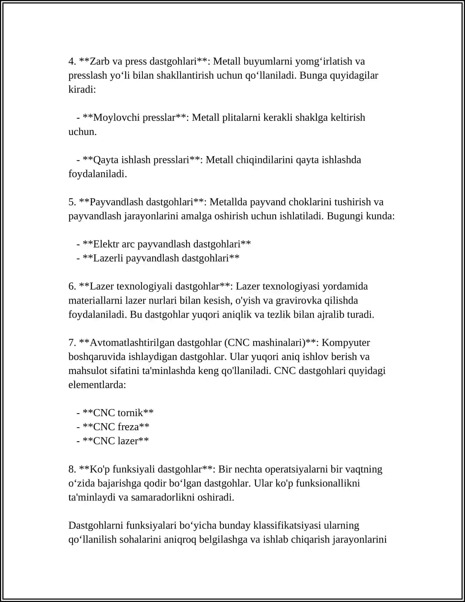 DASTGOHLAR KLASSIFIKATSIYASI TURLARI 4