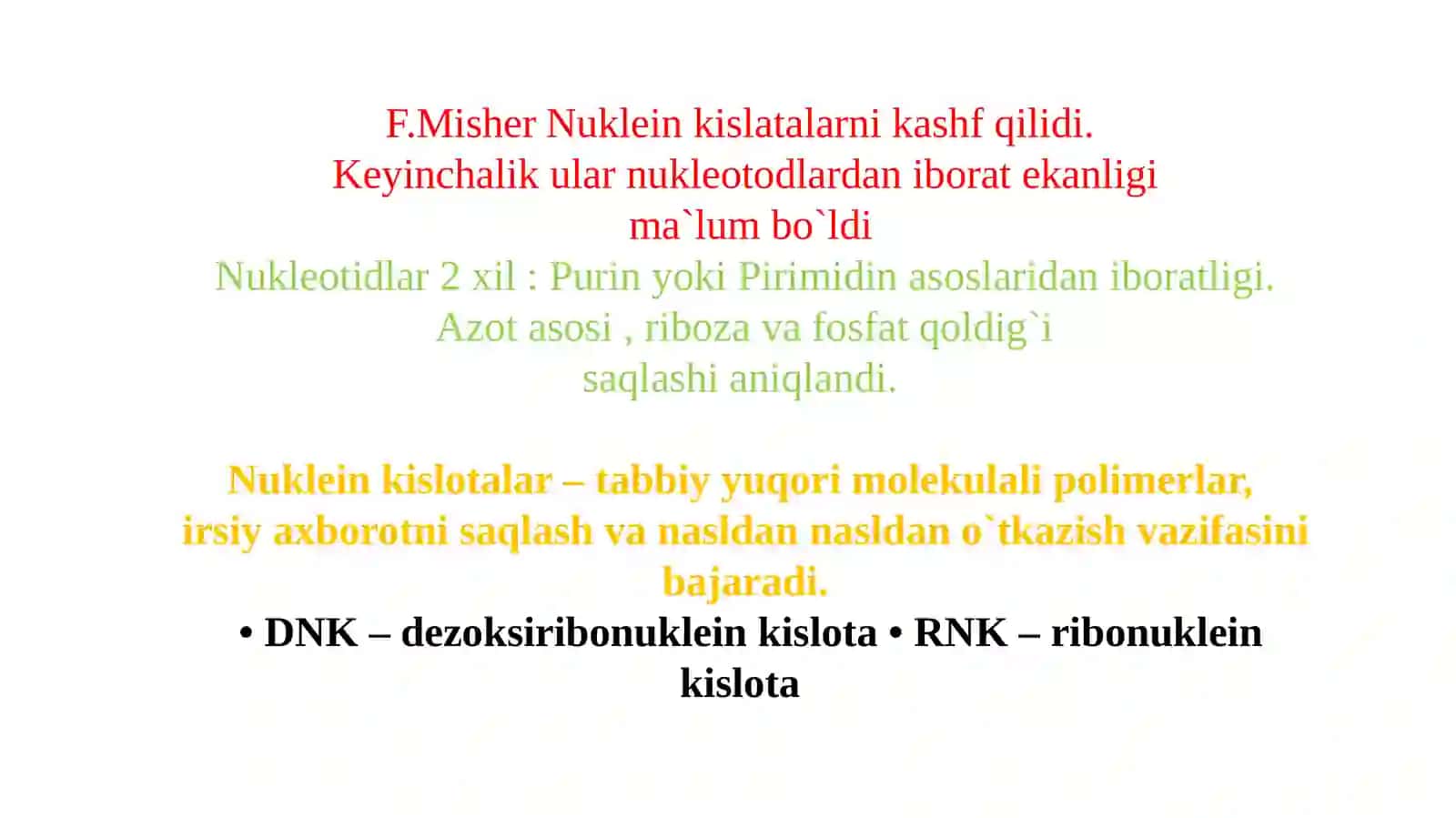 MOLEKULYAR BIOLOGIYA.OQSIL BIOSINTEZI, 4