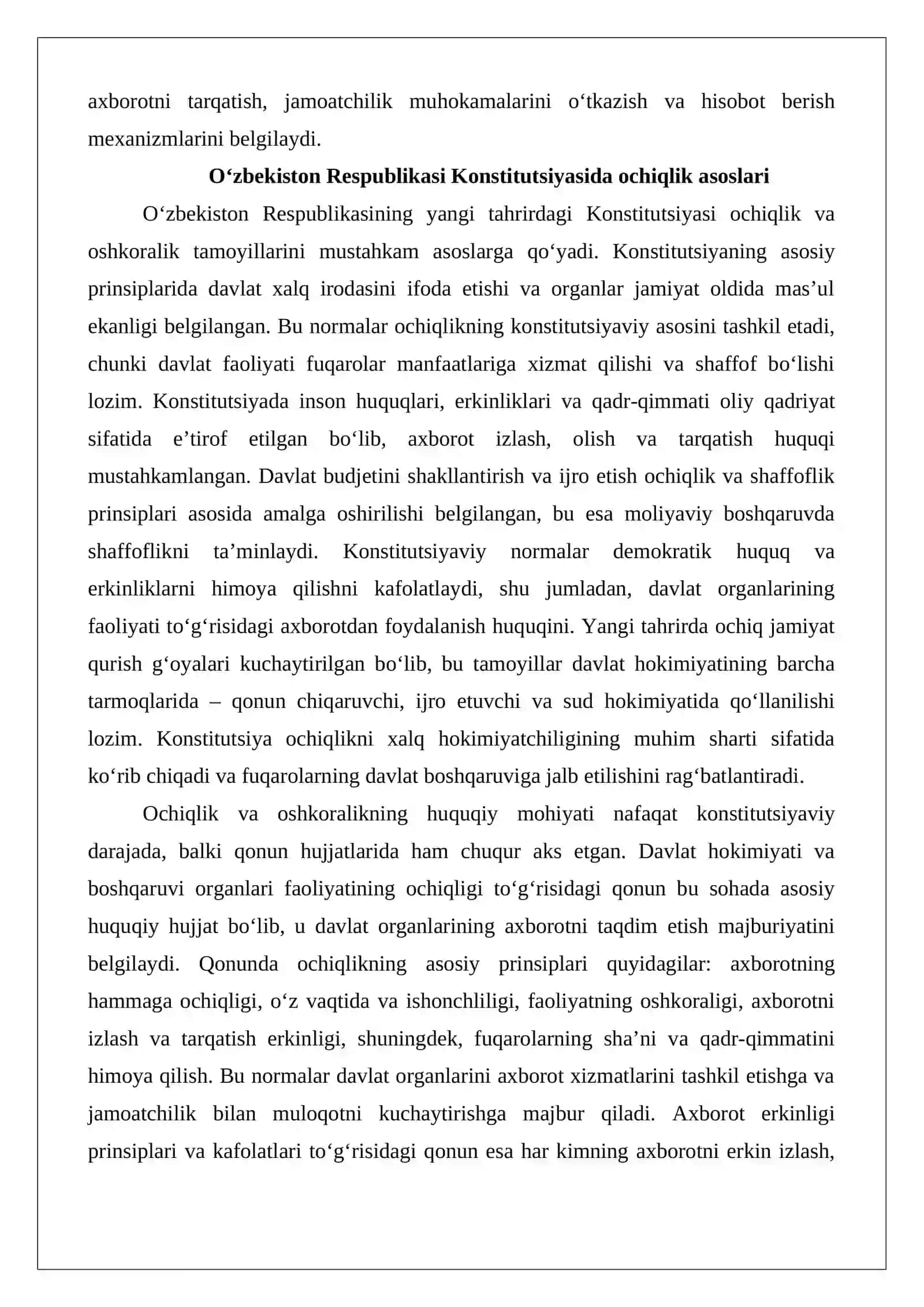Davlat organlari va tashkilotlari faoliyatida ochiqlik va oshkoralik: nazariy-huquqiy yondashuv 4
