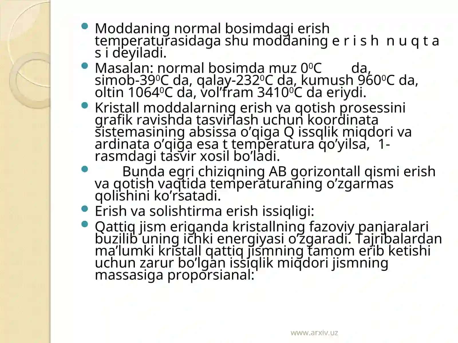 Modda agregat xolatining o’zgarishi 4