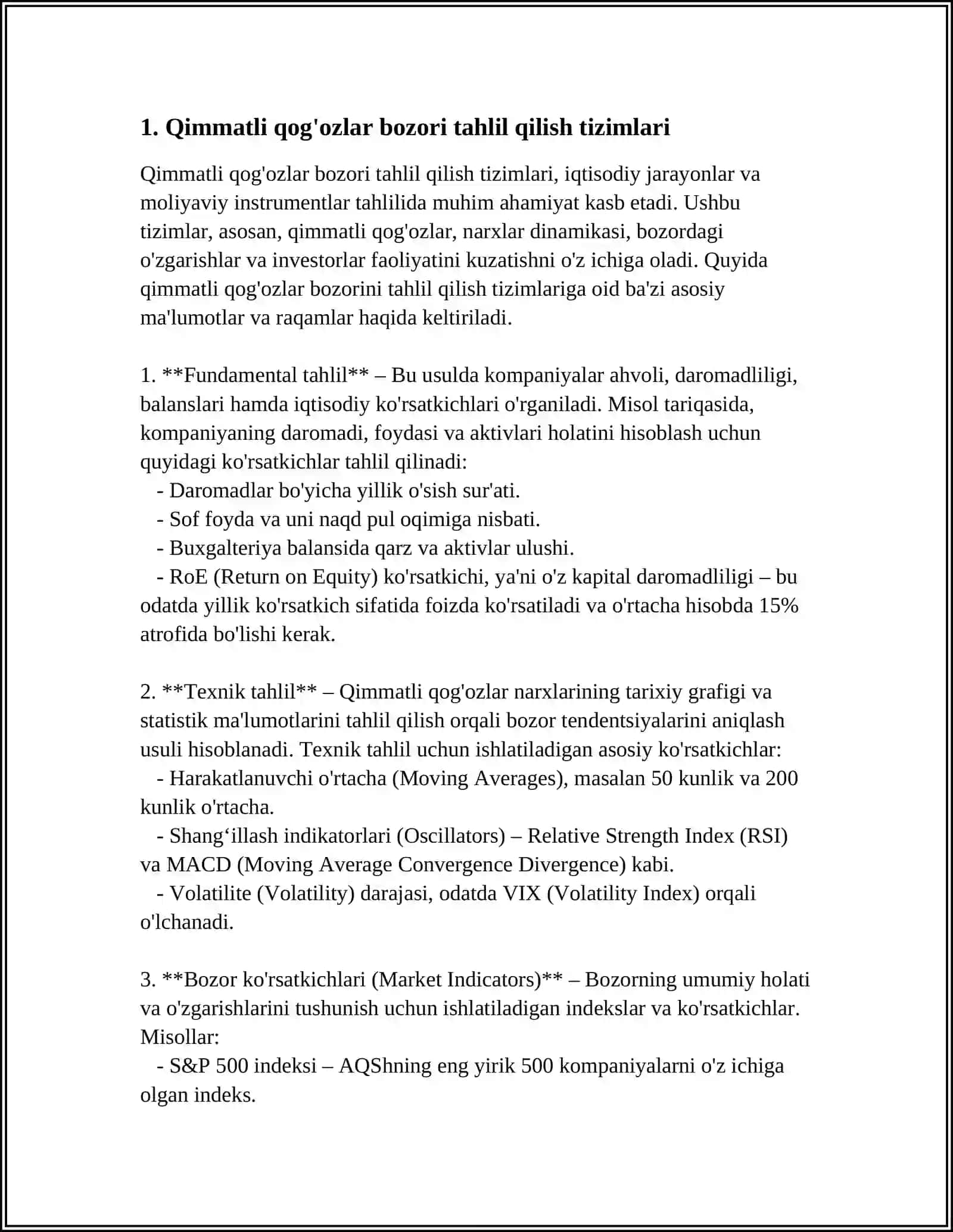 QIMMATLI QOG'OZLAR BOZORIDA AVTOMATLASHTIRILGAN AXBOROT TEXNOLOGIYALARI VA TIZIMLARI 4