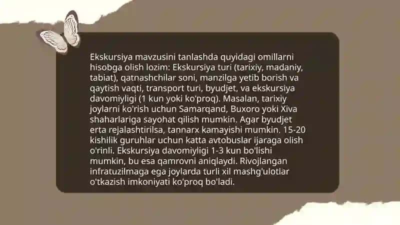 Ekskursiyani tashkil etish va uni o‘tkazish metodikasi 4