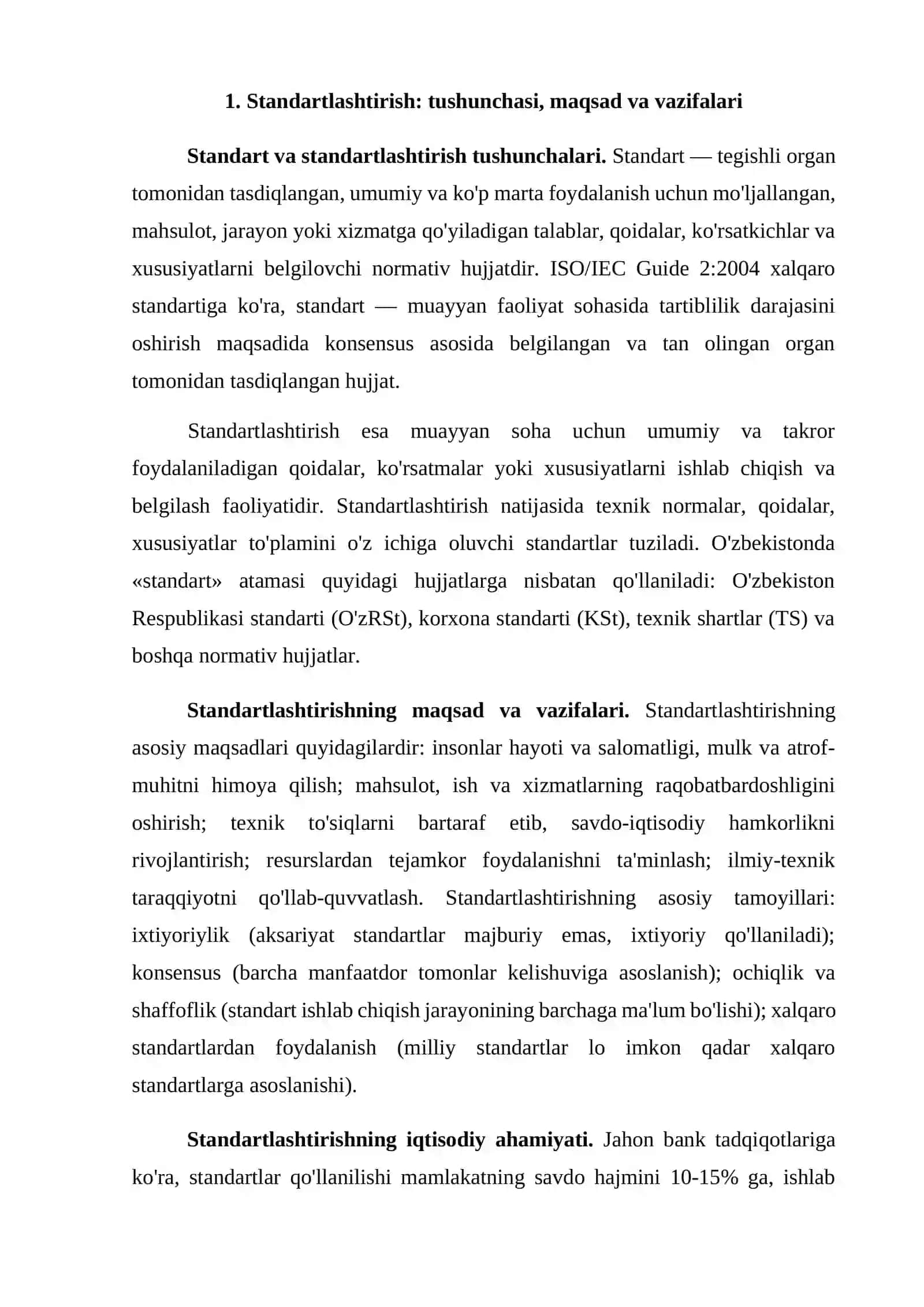 Standartlar, ularning turlari, ishlab chiqish tartibi, tasdiqlash va bajarish 4