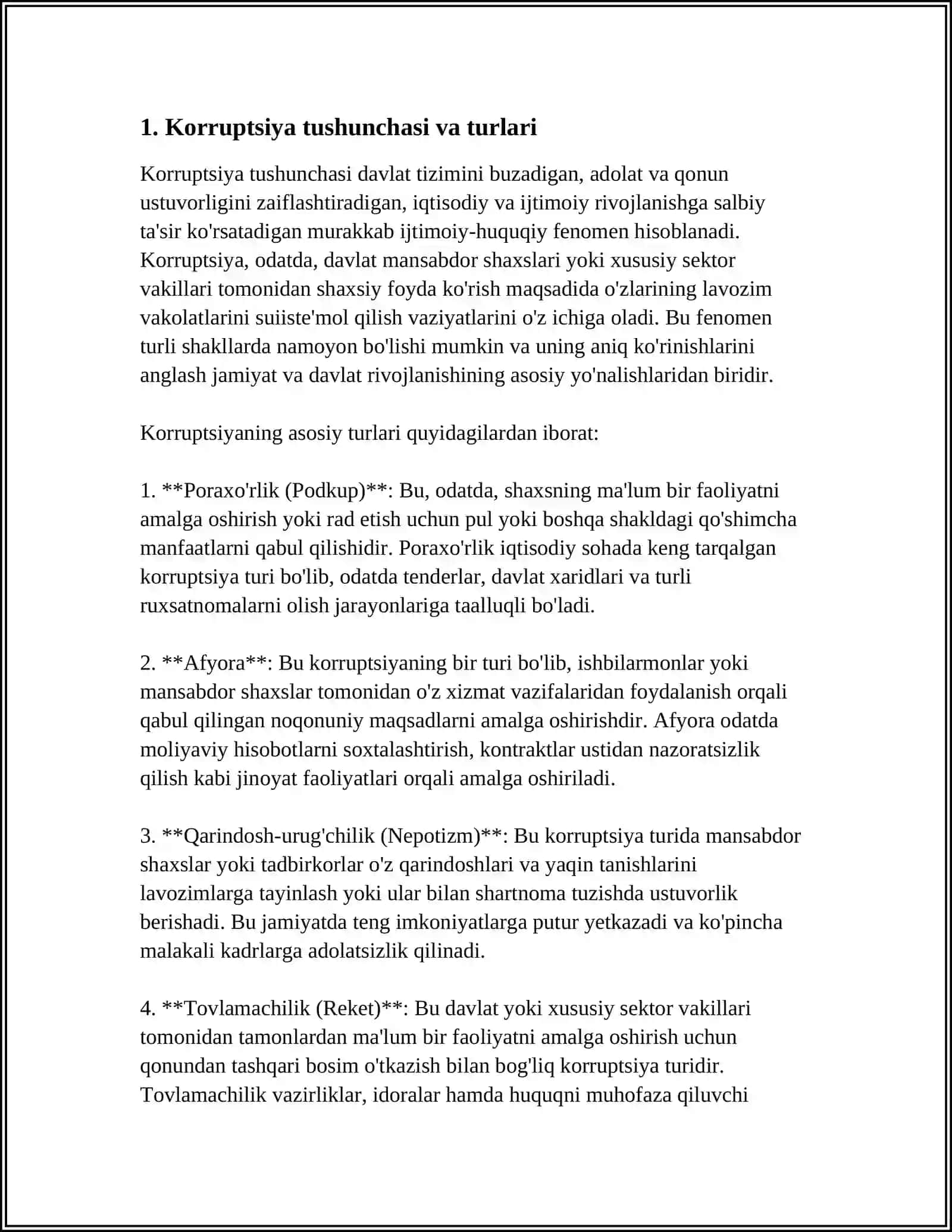KORRUPSIYAGA OID HUQUQBUZARLIKLAR UCHUN JAVOBGARLIK VA UNING HUQUQIY ASOSLARI 4