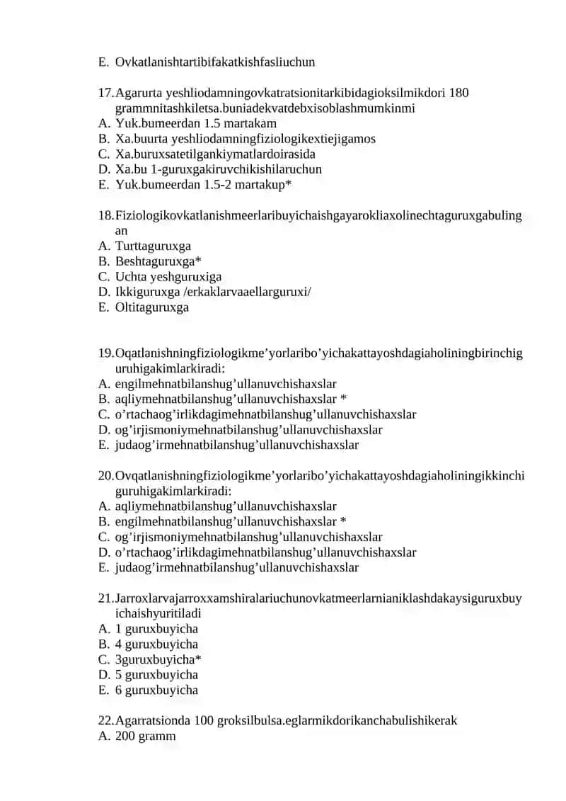 GIGIENAEKOLOGIYABILAN, HGFANIDAN 1TAJAVOBLITESTLAR 4