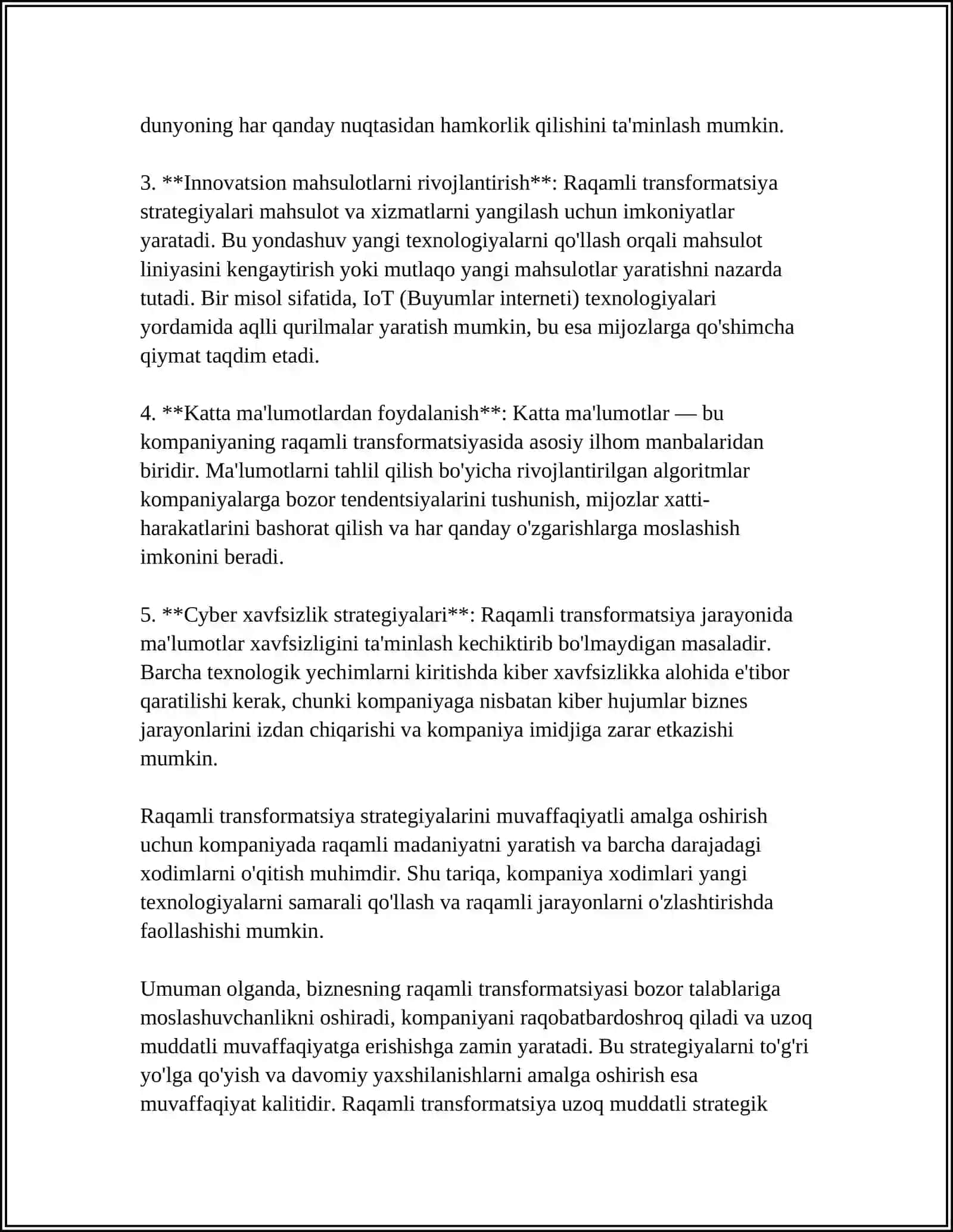 BIZNESNI REJALASHTIRISHDA INAVATSION YONDASHUVLAR VA RAQAMLI TEXNALOGIALAR 4