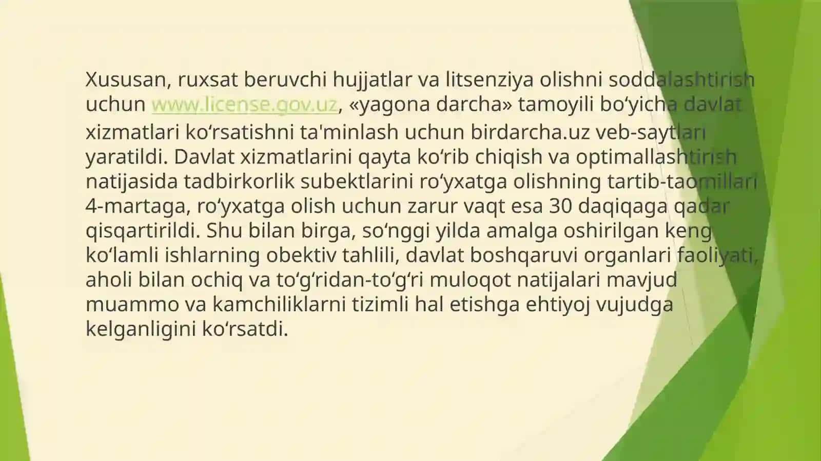 O`zbekistonda ijtimoiy sohada amalga oshirilayotgan o`zgarishlar 4