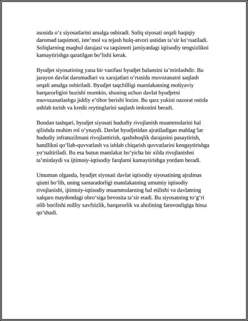 IQTISODIYOTNI DAVLAT TOMONIDAN TARTIBGA SOLISHNING BYUDJET-SOLIQ SIYOSATI VOSITALARI 4